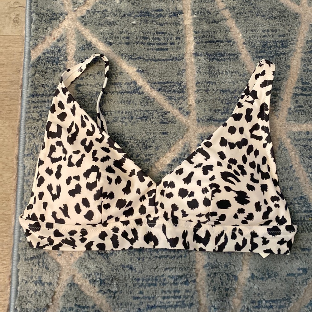 Aerie Black and White Leopard Bikini Top